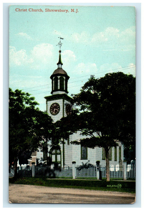 c1910 Christ Church Shrewsbury New Jersey NJ Antique Unposted Postcard