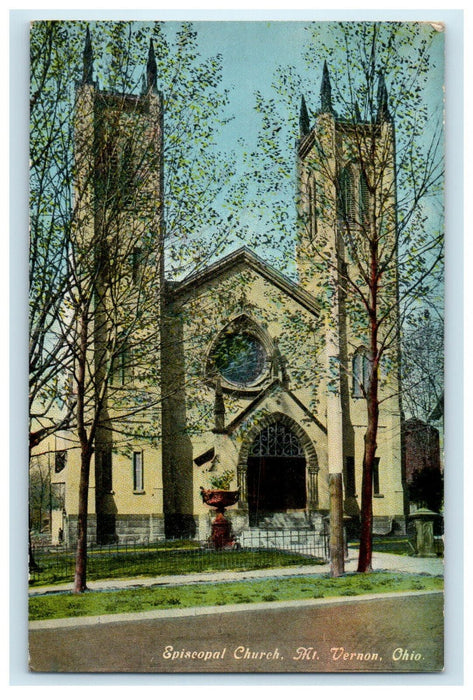 c1910 Episcopal Church Mt. Vernon Ohio OH Posted Antique Postcard