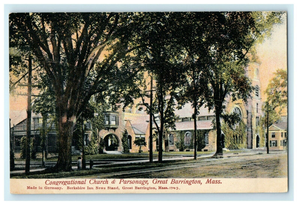 1905 Congregational Church, Great Barrington, Massachusetts MA Postcard