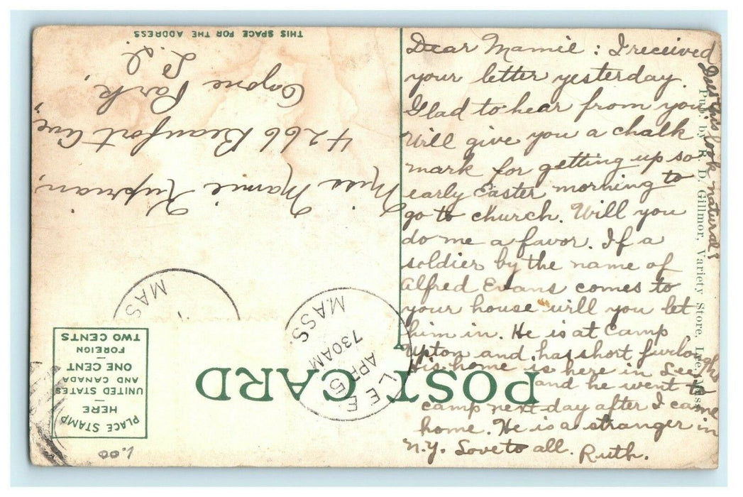 1907 Main Street and Baptist Church, Lee, Massachusetts Postcard