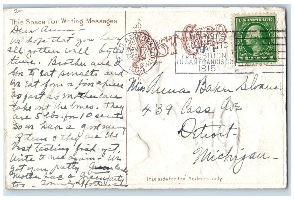 1913 Easter Girl Egg Painting Chicks Daisy Flowers Portland Oregon OR Postcard