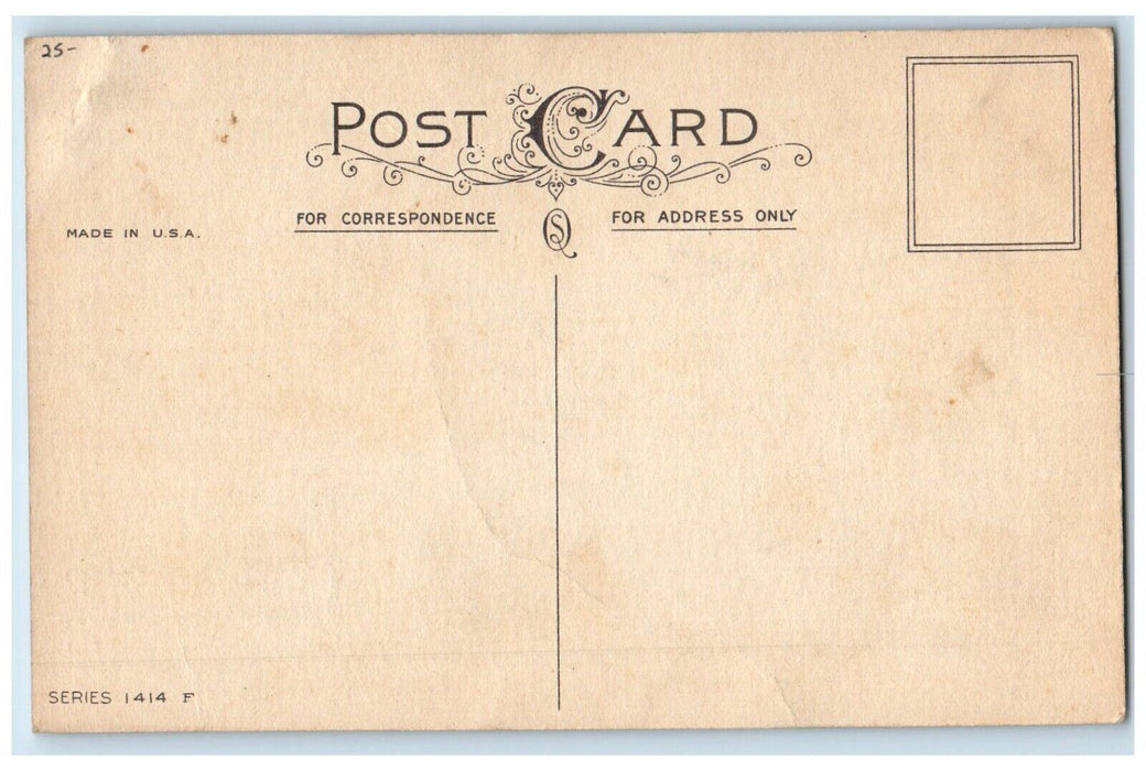 c1910's Easter Wishes Chicken Chasing Anthropomorphic Rabbit Eggs Postcard