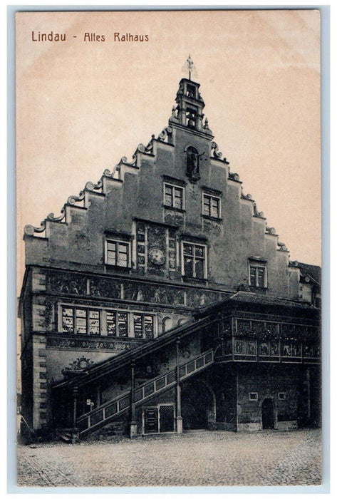 1921 View of Altes Rathaus Lindau, Lindau Germany Unposted Antique Postcard