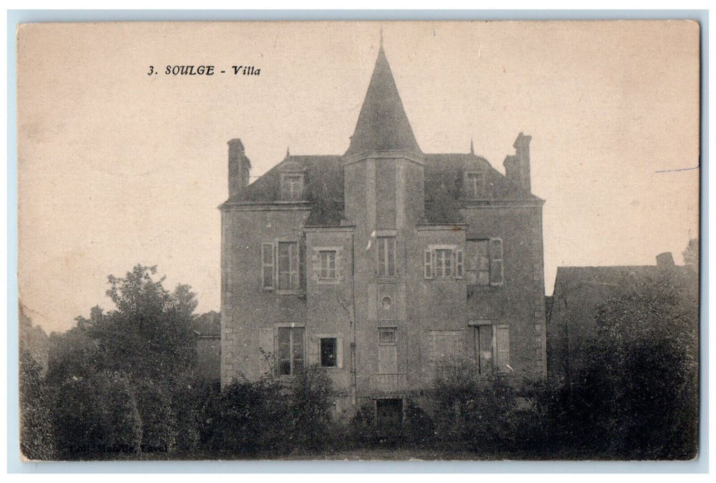 c1910 Building of Villa Soulgé-sur-Ouette France Posted Antique Postcard