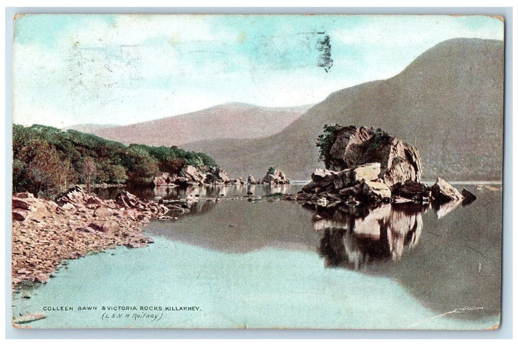 1909 L & NW Railway Colleen Dawn & Victoria Rocks Killarney Ireland Postcard