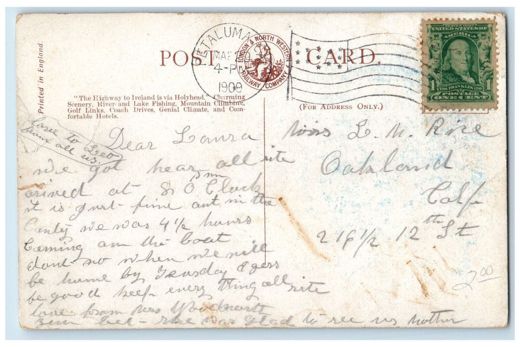1909 L & NW Railway Colleen Dawn & Victoria Rocks Killarney Ireland Postcard
