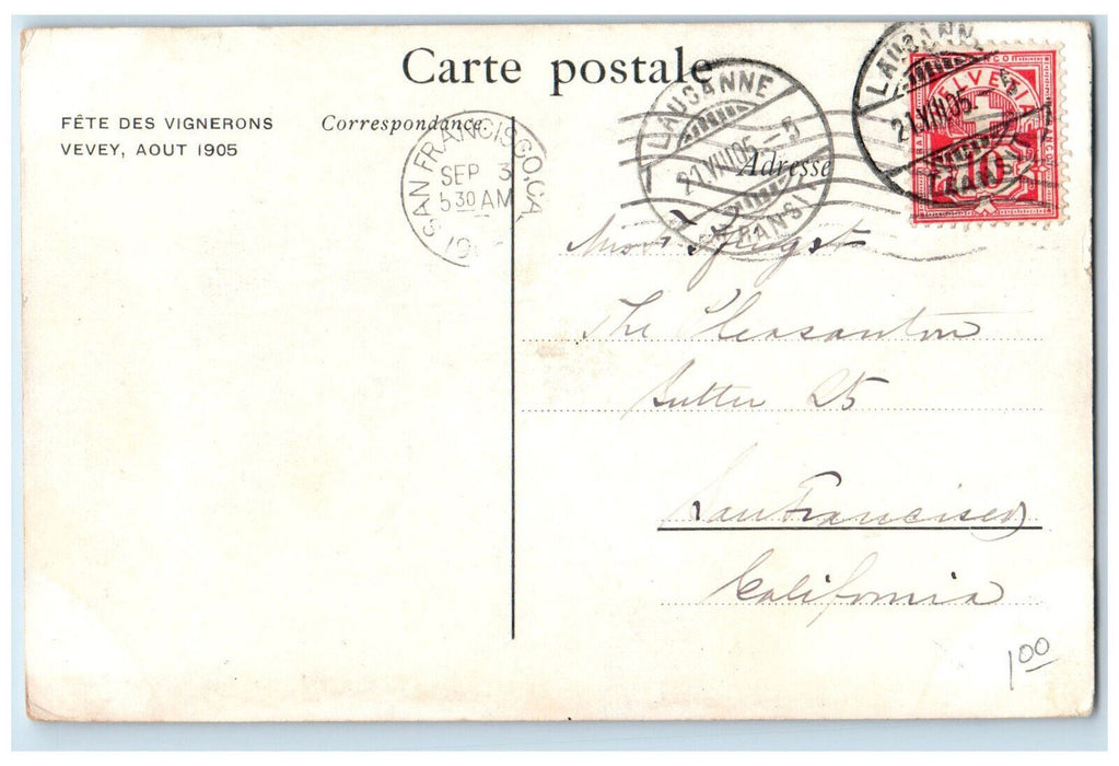 1905 Fete Des Vignerons Vevey Les Vendangeurs Switzerland Antique Postcard