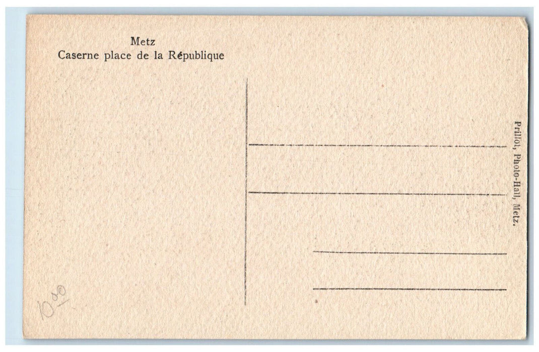 c1940's Metz Caserne Place De La Republique Unposted Vintage Postcard