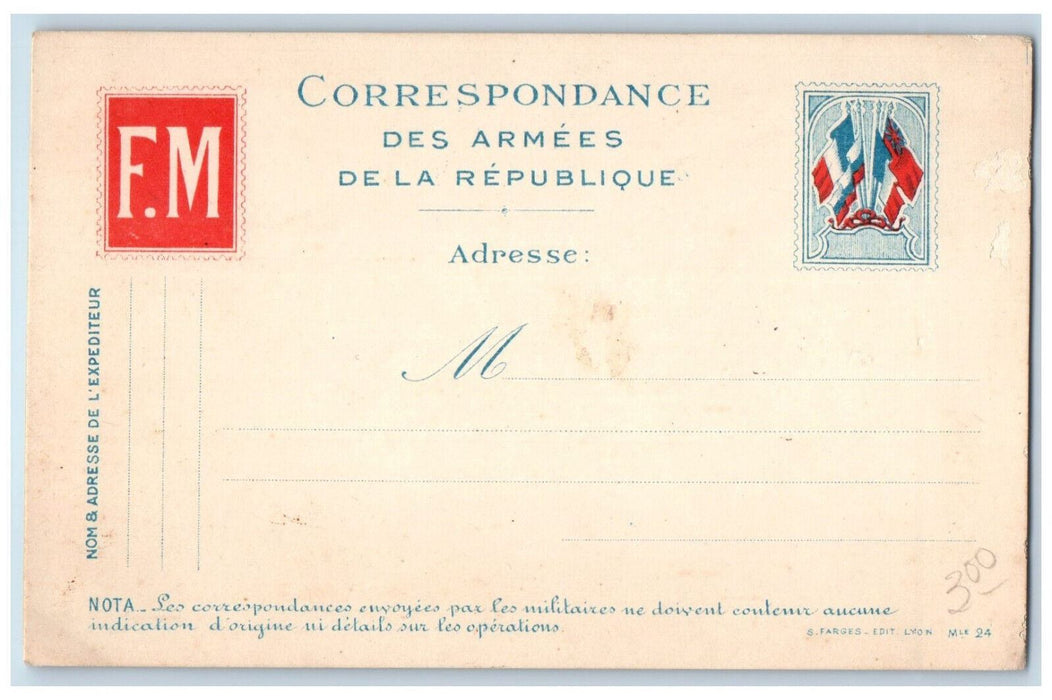 c1905 Armies Republic Letterhead WW1 Military Unposted Antique Postcard