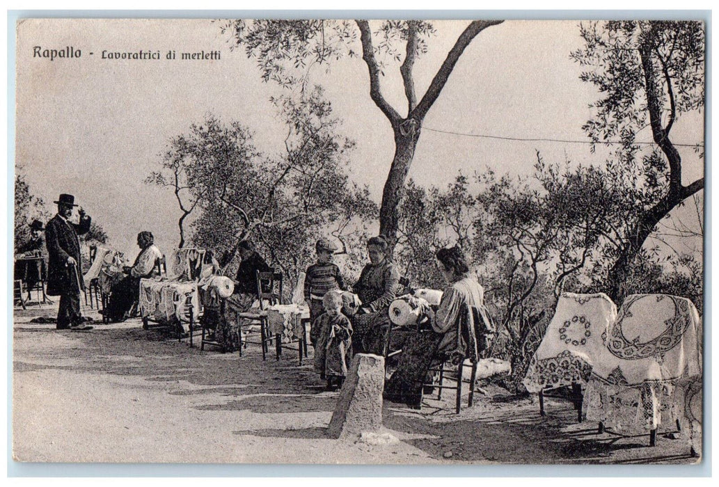 c1910 Lavoratrici Di Merletti Rapallo Italy Antique Unposted Postcard