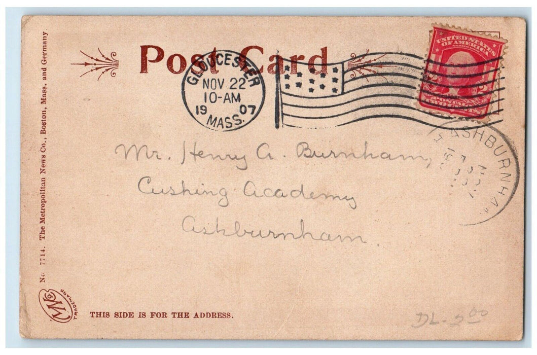 1907 Main Street Store Exterior Horse Carriage Gloucester Massachusetts Postcard