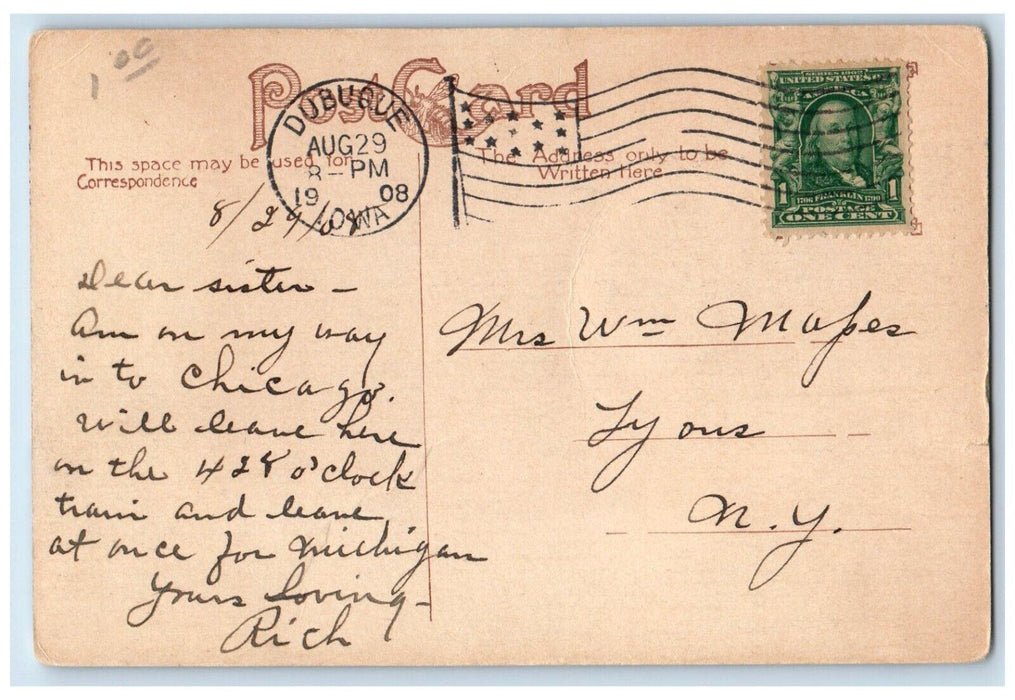 1908 Mother House and Grounds Mt. Carmel Dubuque Iowa IA Posted Postcard