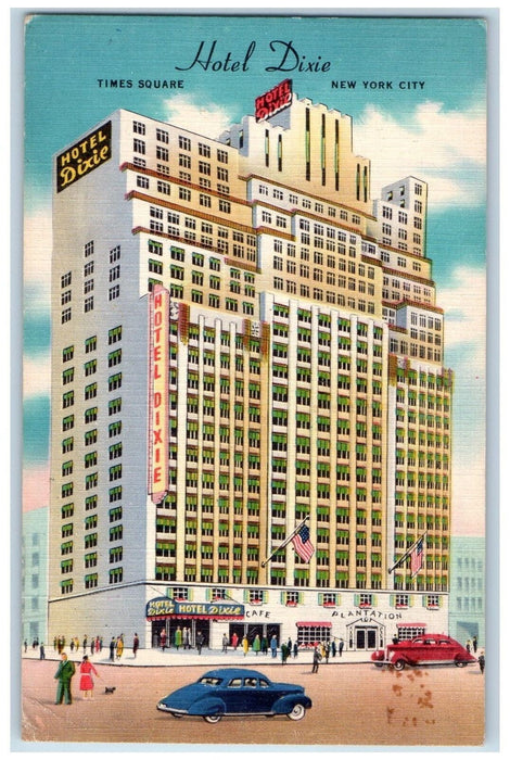 1952 Hotel Dixie View Restaurant Entrance Time Square New York City NY Postcard