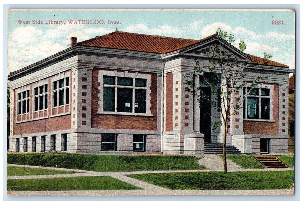 1911 West Side Library Waterloo Iowa IA Antique Posted AC Bosselman Postcard
