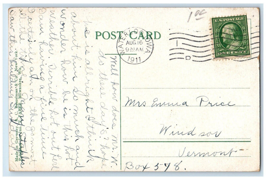 1911 West Side Library Waterloo Iowa IA Antique Posted AC Bosselman Postcard
