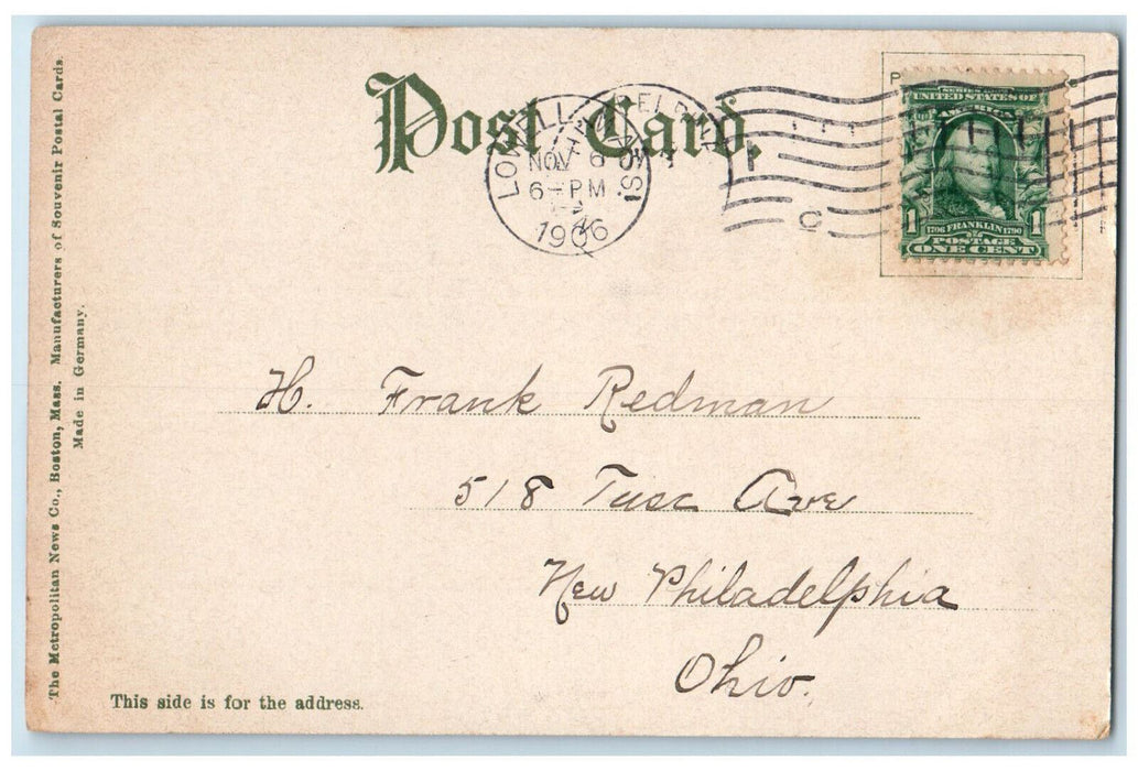 1906 Horse Carriage Textile School Lowell Massachusetts MA Antique Postcard