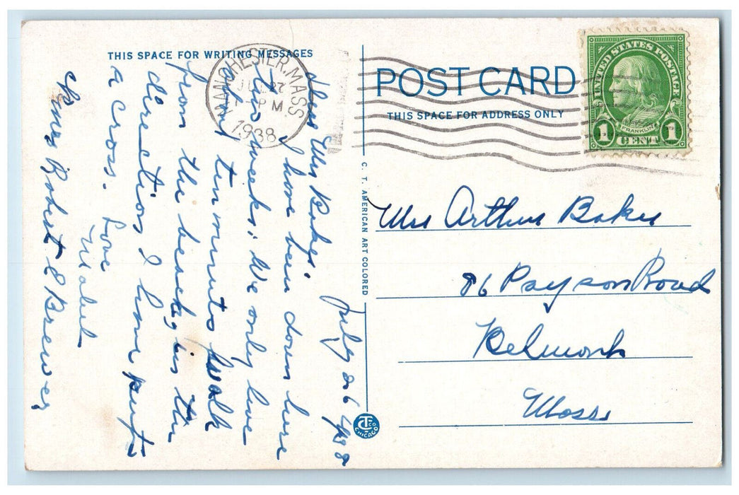 1938 Eagle Head Boat Singing Beach Manchester By The Sea MA Unposted Postcard