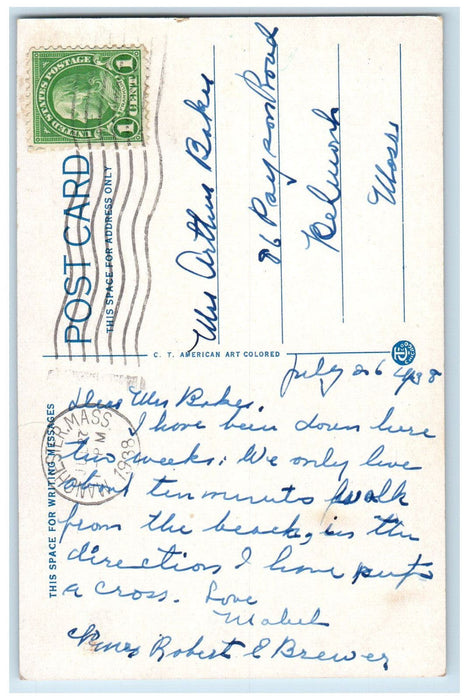 1938 Eagle Head Boat Singing Beach Manchester By The Sea MA Unposted Postcard