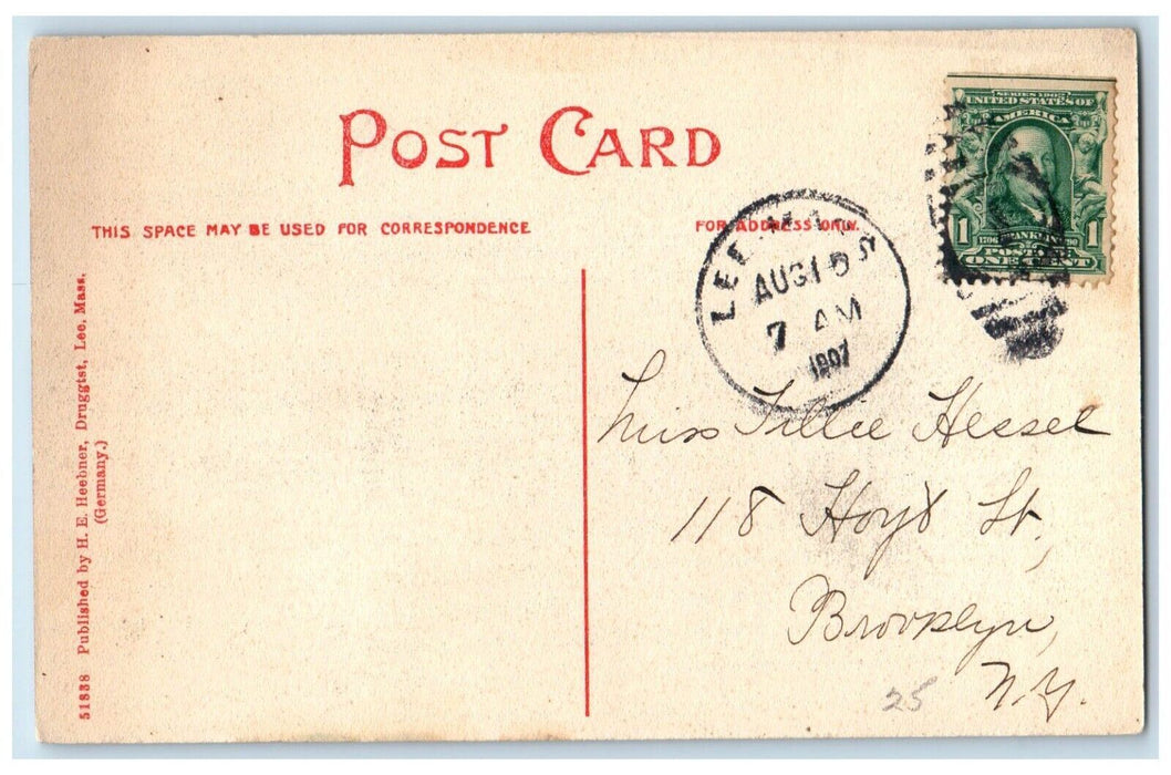 1907 Laurel Lake Showing Erskine Park River Lee Massachusetts Vintage Postcard