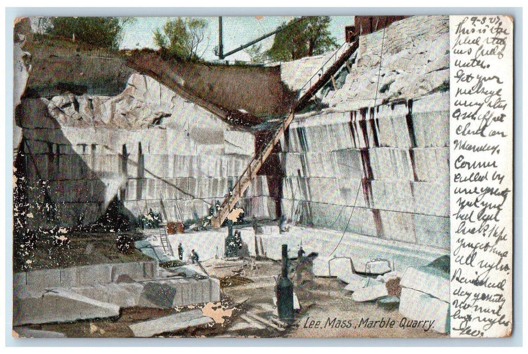 1907 Marble Quarry Construction Stairs Ladder Lee Massachusetts Vintage Postcard