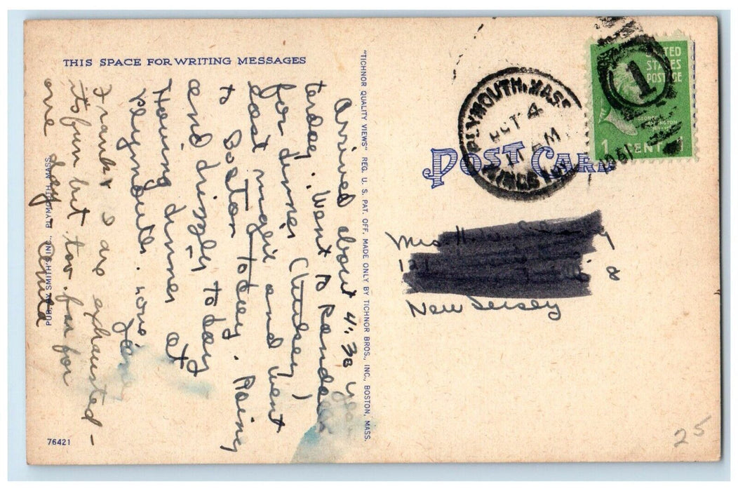 1951 Manomet Point Beach Waves Plymouth Massachusetts Vintage Antique Postcard