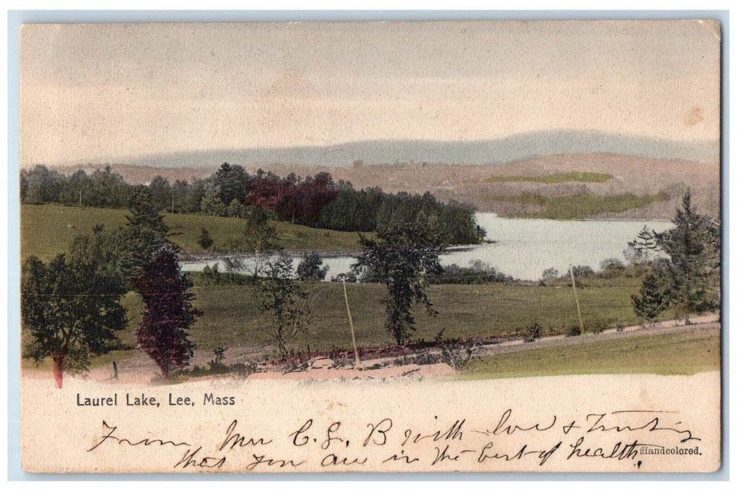 1906 Laurel Lake Mountain Field Trees Lee Massachusetts Vintage Antique Postcard