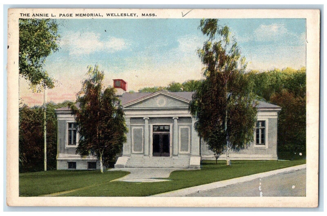 1928 Annie L. Page Memorial Exterior Building Wellesley Massachusetts Postcard
