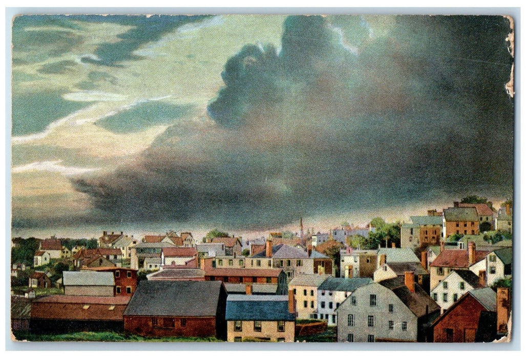 1910 Thunder Storm Buildings Marblehead Massachusetts MA Antique Posted Postcard