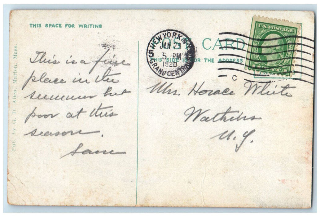 1920 The Little Island Marion Massachusetts MA Antique Posted Postcard