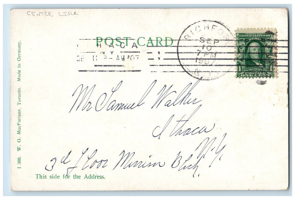 1907 Double Deck Boat Greetings from Center Lisle New York NY Postcard