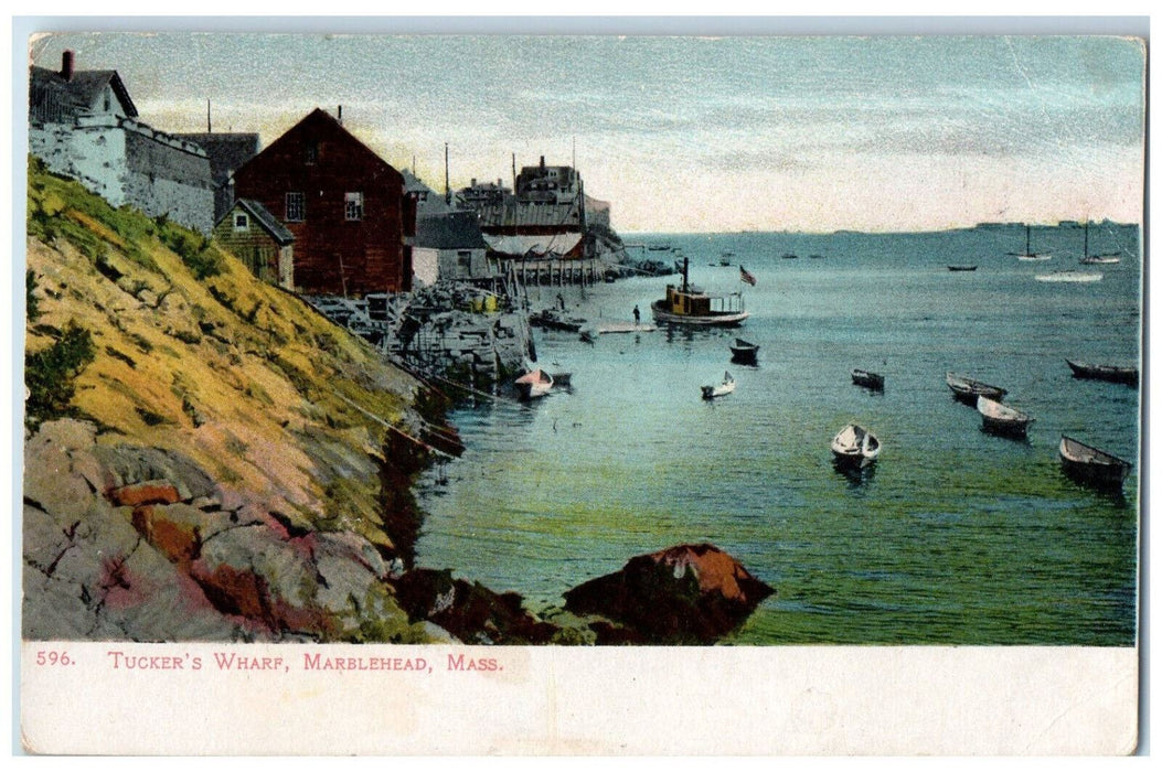 c1905 Tucker's Wharf Marblehead Massachusetts MA Antique Unposted Postcard