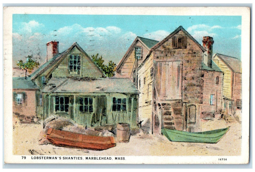1931 Lobsterman's Shanties Houses Boats Marblehead Massachusetts MA Postcard