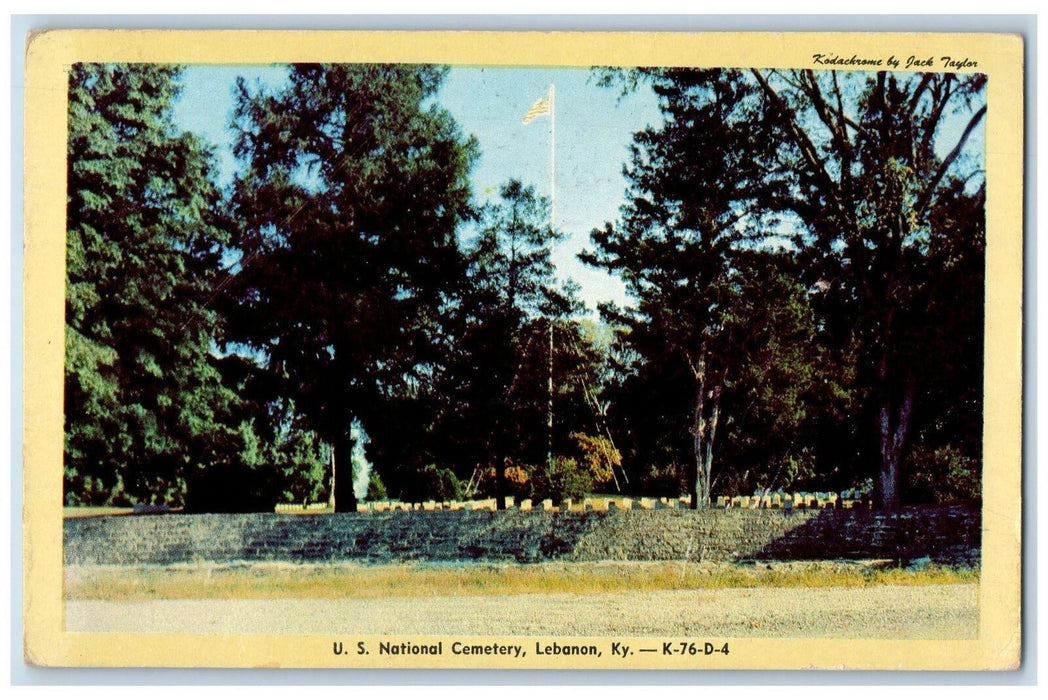 1953 US National Cemetery American Flag Gravestone Lebanon Kentucky KY Postcard