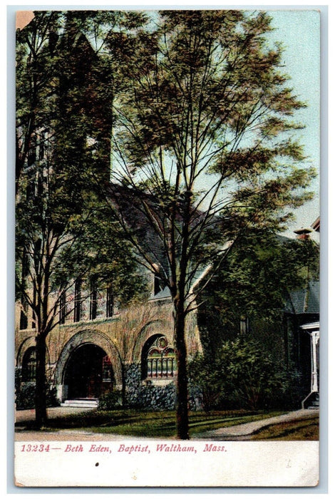 c1905 Beth Eden Baptist Waltham Massachusetts MA Unposted Antique Postcard