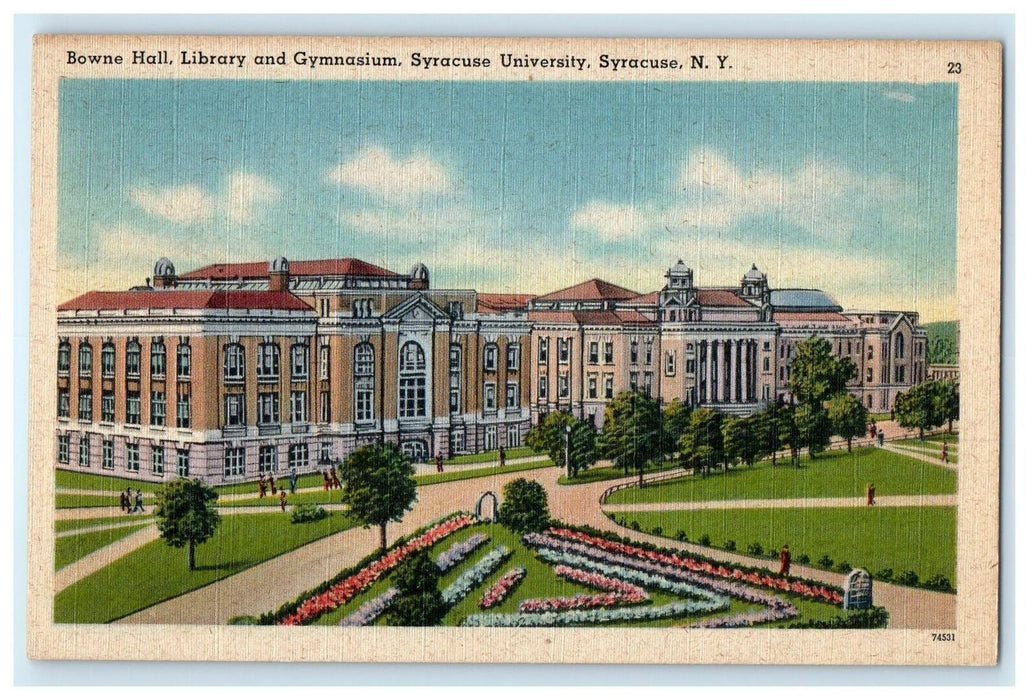 c1940's Bowne Hall Library Gymnasium Syracuse University New York NY Postcard