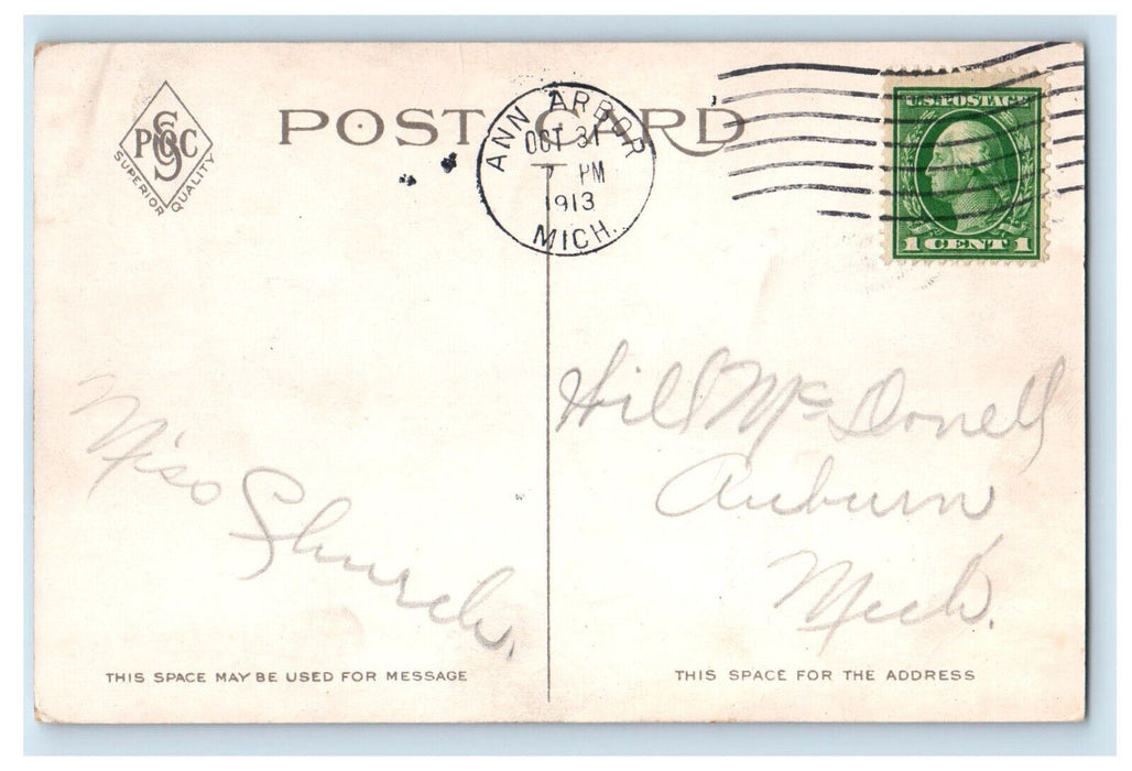 1913 Michigan Central Railroad Depot Ann Arbor Michigan MI Posted Postcard