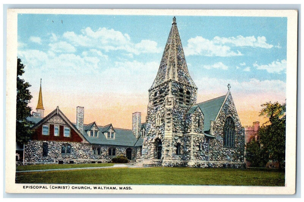 c1930's Episcopal Christ Church Waltham Massachusetts MA Vintage Postcard