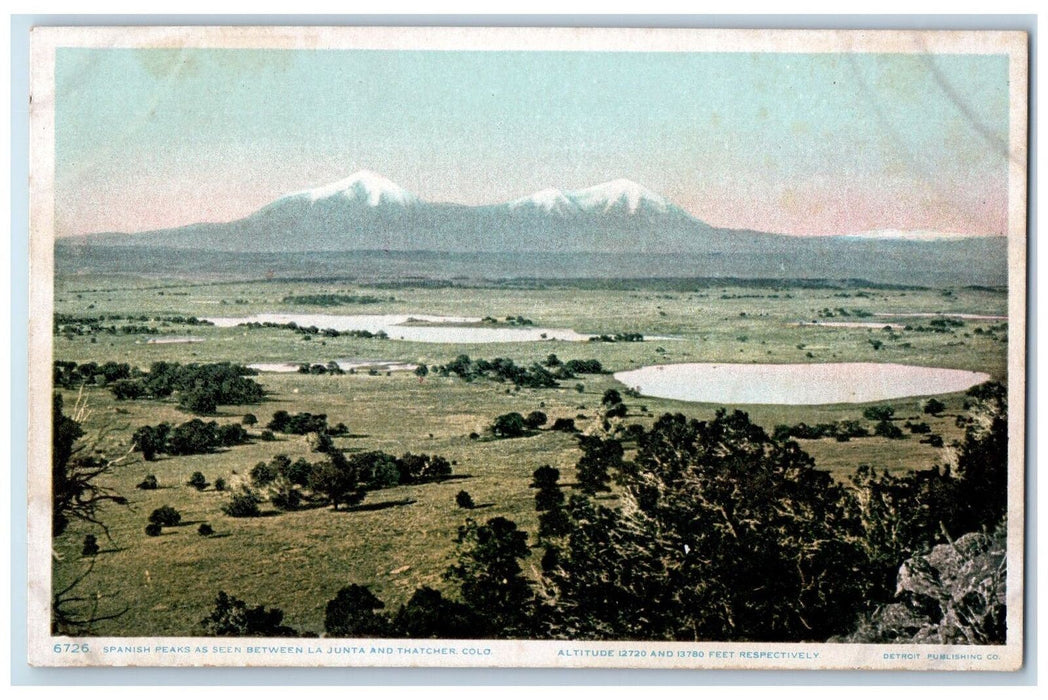Spanish Peaks Seen Between La Junta And Thatcher Colorado CO Phostint Postcard