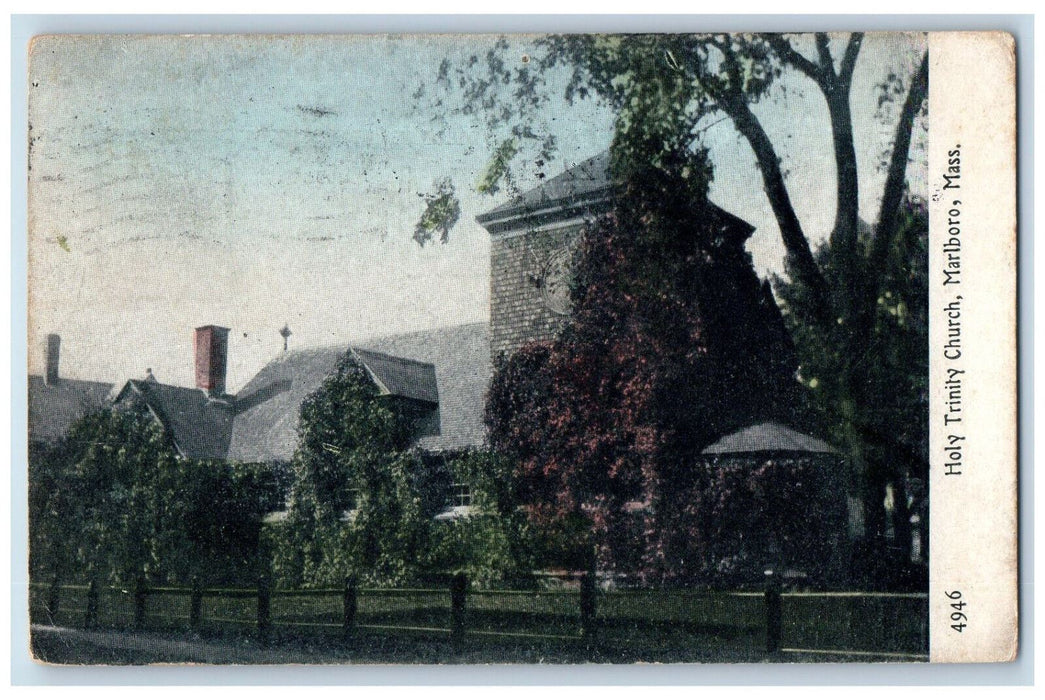 1911 Holy Trinity Church, Marlboro Massachusetts MA Posted Antique Postcard