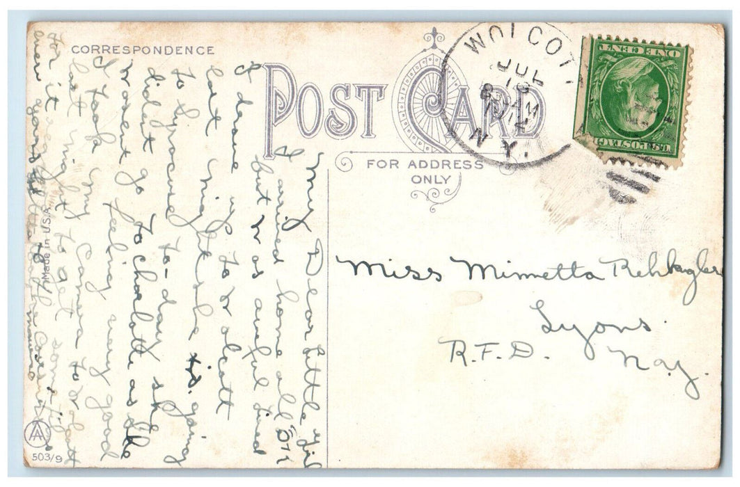 1912 Couple Came Near Putting My Foot in It Lummisville NY Wolcott NY Postcard