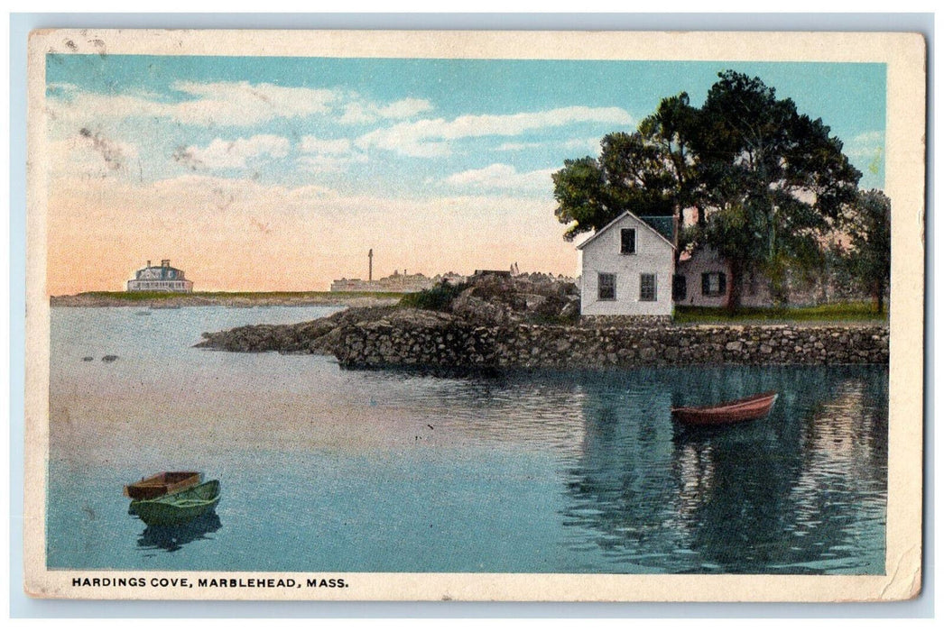 1924 Three Boats Hardings Cove, Marlboro Massachusetts MA Posted Postcard