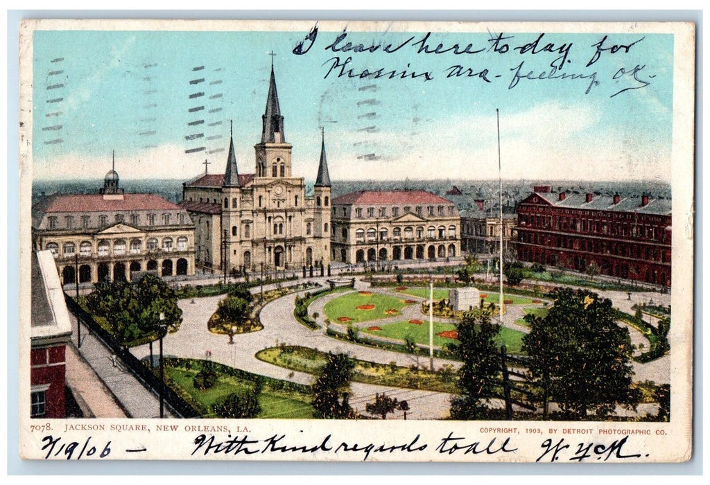 1906 View Of Jackson Square Park Church New Orleans Louisiana LA Postcard