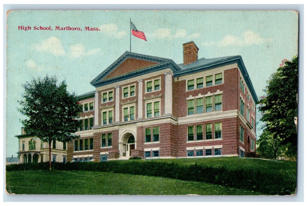 c1910 High School Marlboro Massachusetts MA Unposted Antique Postcard