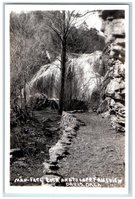 Man Face Rock And Turner Falls View Davis Oklahoma OK RPPC Photo Postcard