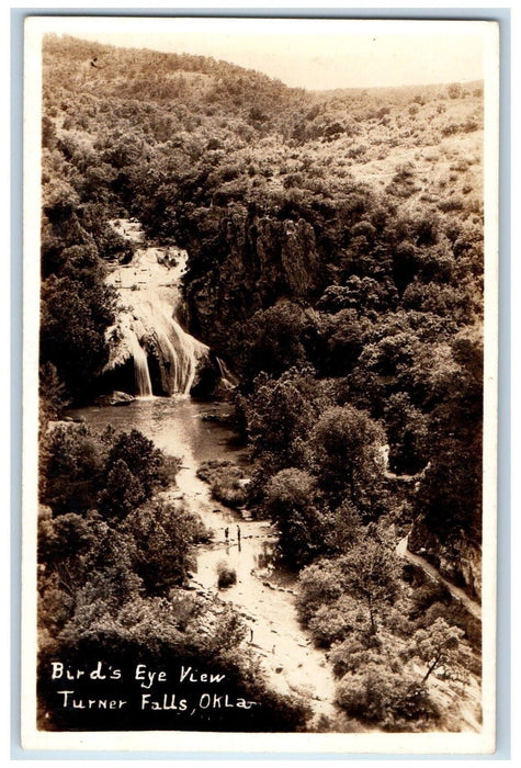 Birds Eye View Of Turner  Falls Oklahoma OK, Waterfalls RPPC Photo Postcard