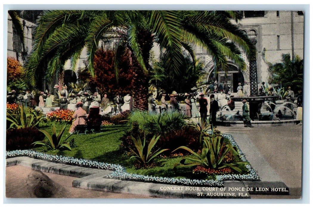c1910 Concert Hour Court of Ponce De Leon Hotel St Augustine Florida FL Postcard