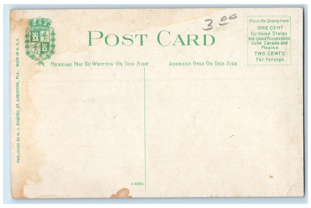 c1910 Horse Carriage Florida East Coast Railroad Depot St. Augustine FL Postcard