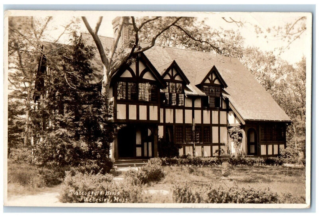 1932 Shakespeare House Wellesley Massachusetts MA Vintage RPPC Photo Postcard