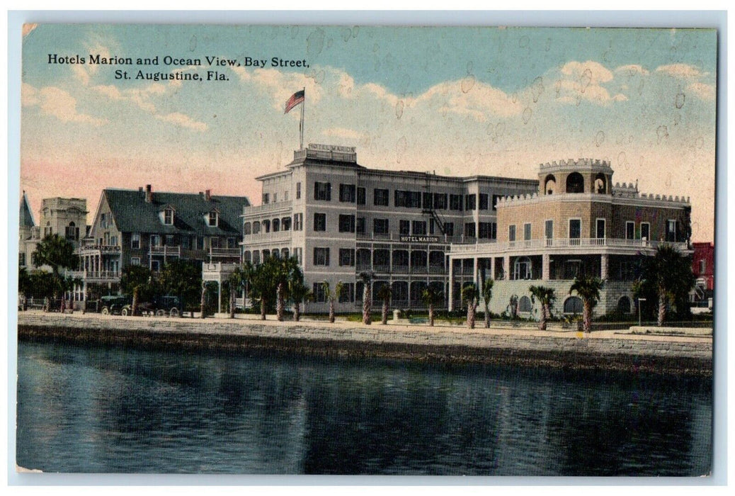 1915 Hotels Marion and Ocean View Bay Street St. Augustine Florida FL Postcard