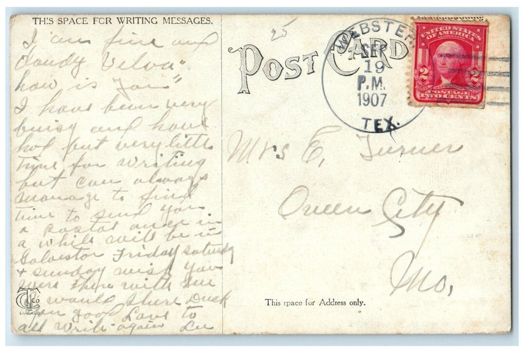 1907 Harbor Bay Shipyard Steamer Dock Looking East Galveston Texas TX Postcard